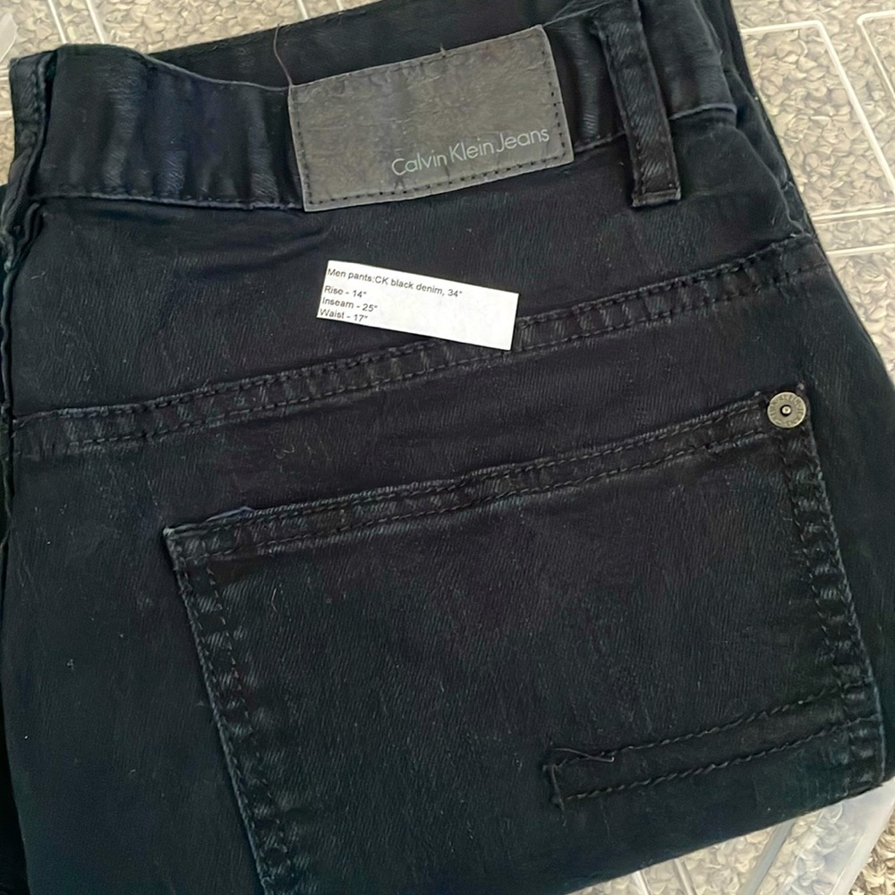 CK Black Denim - 14”rise , 25”inseam, 17”waist
